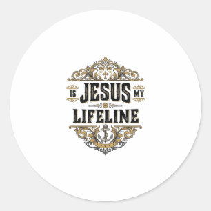 Jesus ist meine Lebenslinie Vintage-Christen-Shirt Runder Aufkleber