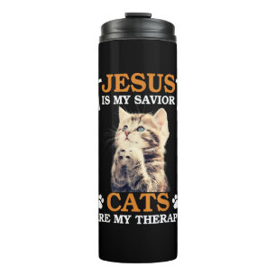 Jesus ist meine Retter Katze sind Meine Heilchrist Thermosbecher