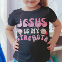 Jesus ist meine Stärke Niedliche Lamm Cartoon Typo