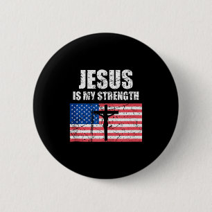 Jesus ist meine Stärke USA-Flagge Christliches Kre Button