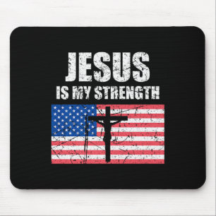 Jesus ist meine Stärke USA-Flagge Christliches Kre Mousepad