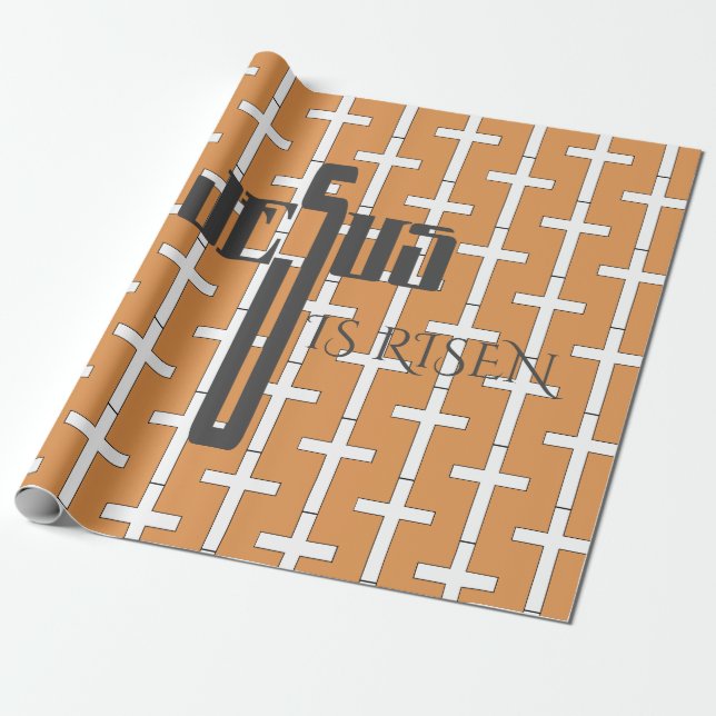 Jesus ist Risen _Retro-Orangenkreuz Geschenkpapier (Ungerollt)