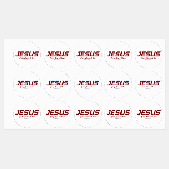 Jesus Jedes Knie beugt den Philippinen 2:10-11 Etiketten (Blatt)