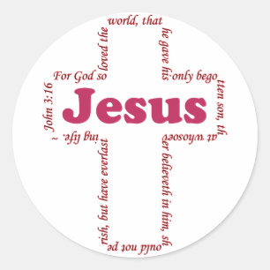 Jesus Johannes 3:16 Runder Aufkleber