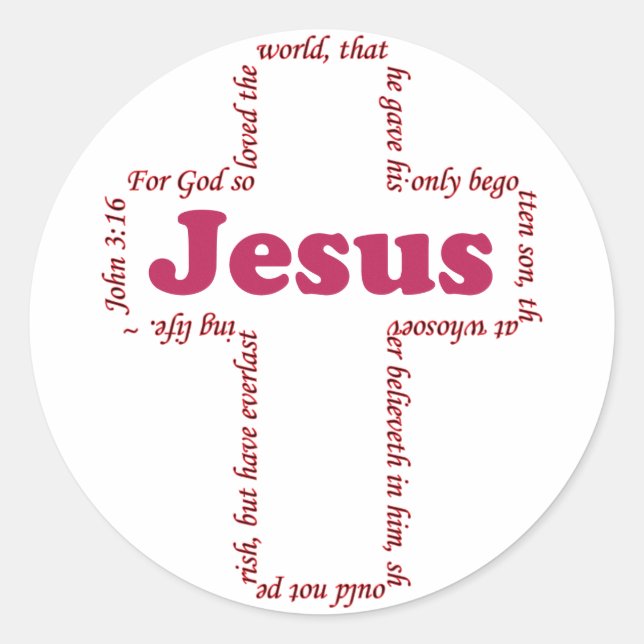 Jesus Johannes 3:16 Runder Aufkleber (Vorderseite)