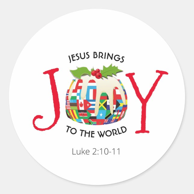 JESUS | JOY TO THE WORLD | CHRISTLICH | Weihnachte Runder Aufkleber (Vorderseite)