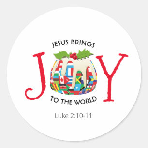 JESUS   JOY TO THE WORLD   CHRISTLICH   Weihnachte Runder Aufkleber