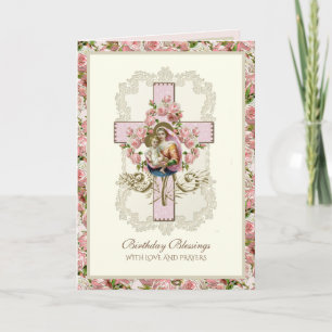 Jesus Jungfrau Maria Florale Rosen Religiöse Karte