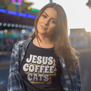 JESUS KAFFEE CATS CHRISTLICHE T - SHIRT