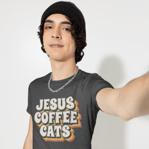 JESUS KAFFEE CATS CHRISTLICHE T - SHIRT