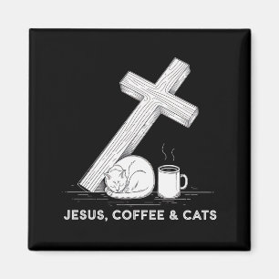 Jesus Kaffee Katzen Lustig Süß Design Jesus Liebha Magnet