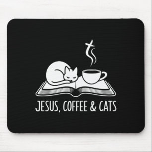 Jesus Kaffee Katzen Lustig Süß Design Jesus Liebha Mousepad
