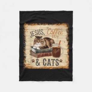 Jesus Kaffee Katzen Lustiges Süßes Design Jesus Fa Fleecedecke