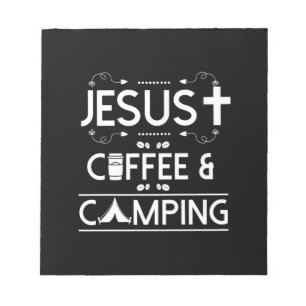 Jesus Kaffee und Camping Notizblock