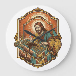 Jesus Kaffee verschüttet Mechanische Tastatur kapu Große Wanduhr
