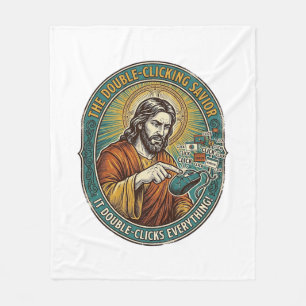 Jesus kaputte Doppelklick-Maus IT-Büro-Technik  Fleecedecke