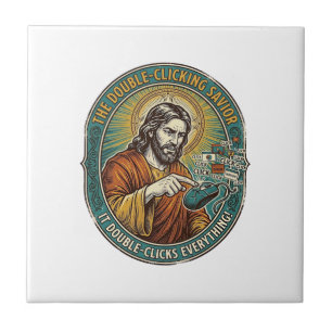 Jesus kaputte Doppelklick-Maus IT-Büro-Technik Fliese