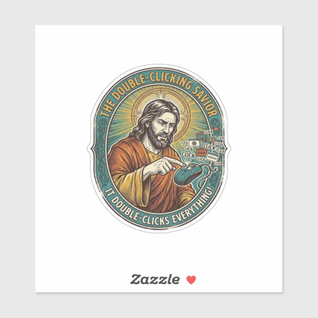 Jesus kaputte Doppelklickmaus IT Büro Tech  Aufkleber (Blatt)