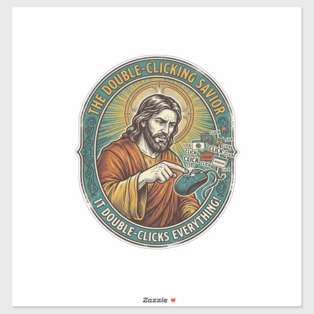 Jesus kaputte Doppelklickmaus IT Büro Tech  Aufkleber (Blatt)