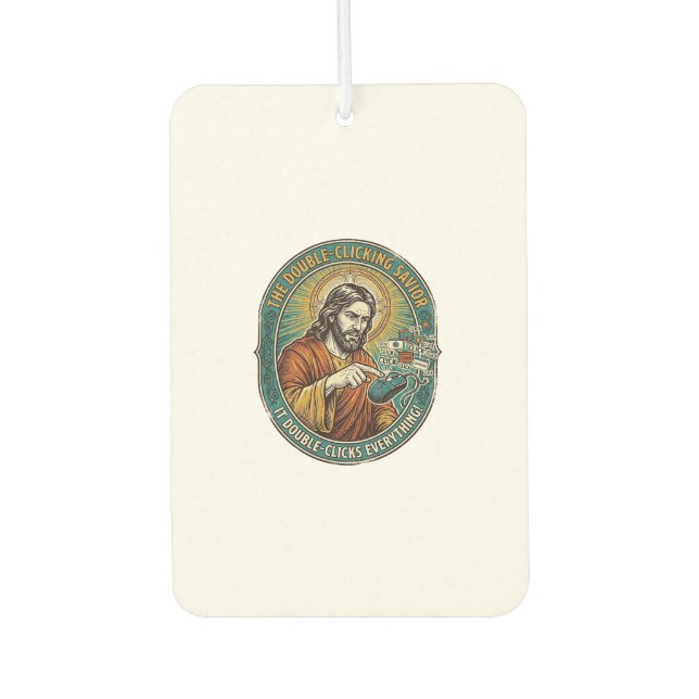 Jesus kaputte Doppelklickmaus IT Büro Tech  Autolufterfrischer (Vorderseite)