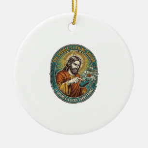 Jesus kaputte Doppelklickmaus IT Büro Tech Keramik Ornament