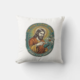 Jesus kaputte Doppelklickmaus IT Büro Tech Kissen