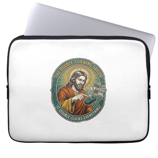 Jesus kaputte Doppelklickmaus IT Büro Tech  Laptopschutzhülle (Vorderseite)