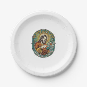Jesus kaputte Doppelklickmaus IT Büro Tech  Pappteller
