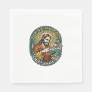 Jesus kaputte Doppelklickmaus IT Büro Tech  Serviette