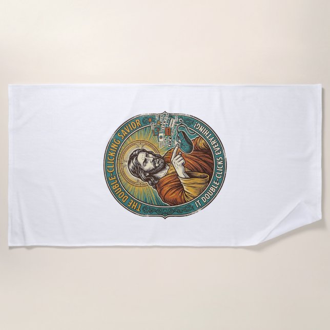 Jesus kaputte Doppelklickmaus IT Büro Tech  Strandtuch (Vorderseite)