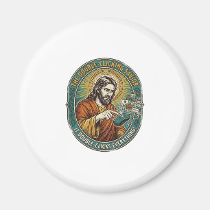 Jesus kaputte Doppelklickmaus IT Büro Technik Magnet