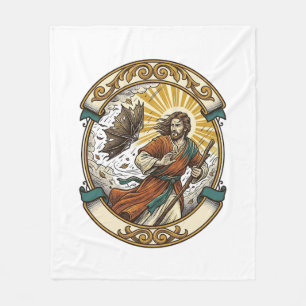 Jesus kaputter Regenschirm umgeblasen Windiger Stu Fleecedecke