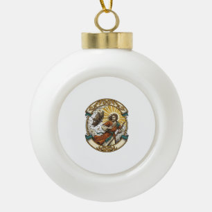 Jesus kaputter Regenschirm umgeblasen Windiger Stu Keramik Kugel-Ornament