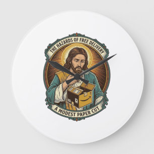 Jesus Karton Papierausschnitt Finger Schmerz Humor Große Wanduhr