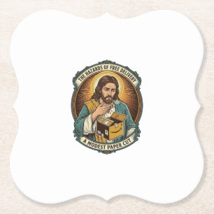Jesus Karton Papierausschnitt Finger Schmerz Humor Untersetzer
