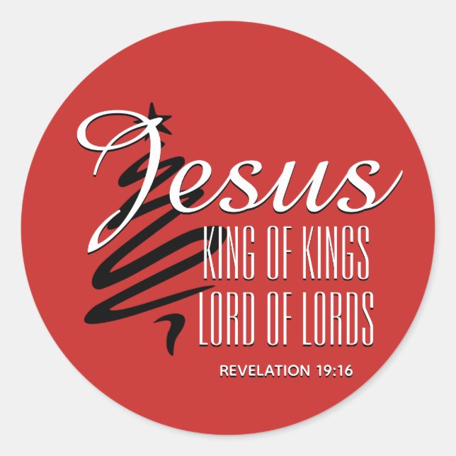 JESUS KING OF KINGS - Christliche Weihnachtsschrif Runder Aufkleber (Vorderseite)