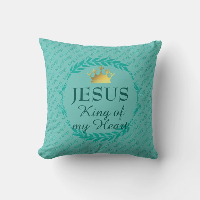 JESUS KING VON MEINEM HERZ | Weihnachtskrone TURQU Kissen (Vorderseite)