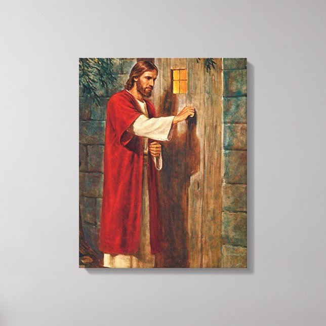 Jesus klopft an der Tür Leinwanddruck (Vorderseite)