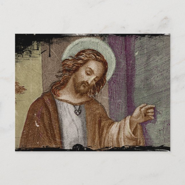 Jesus klopft an der Tür Postkarte (Vorderseite)