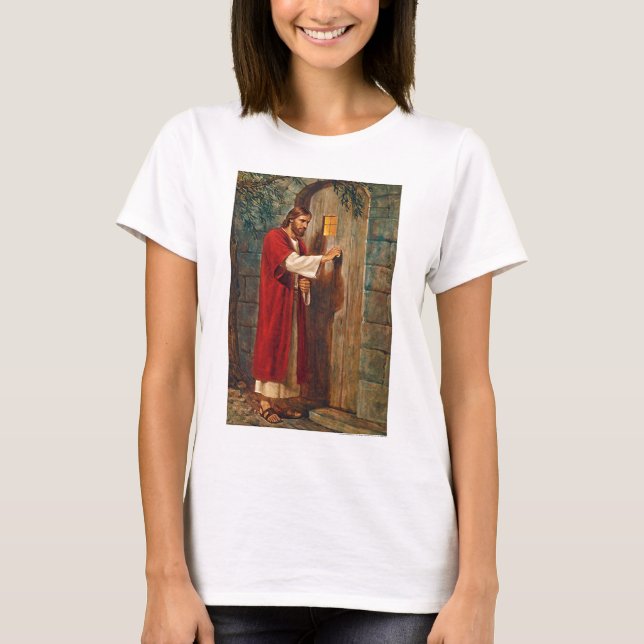Jesus klopft auf der Tür T-Shirt (Vorderseite)