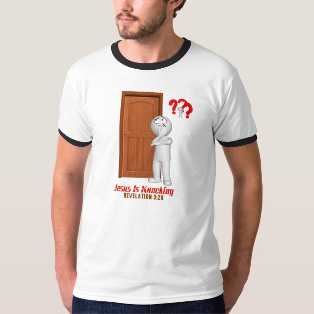 Jesus klopft Ringer-T - Shirt (Vorderseite)