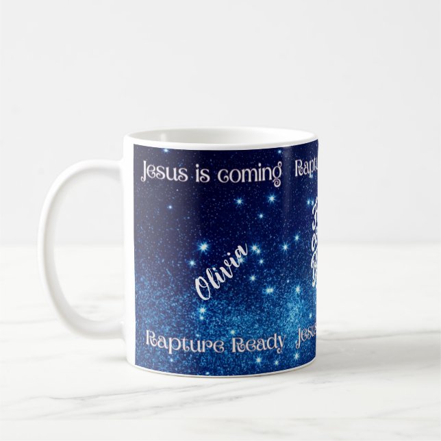 "Jesus kommt auf Rapture Ready" Design-Tasse Kaffeetasse (Links)