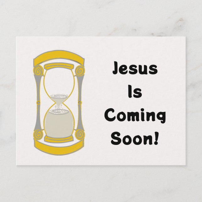 Jesus kommt bald Gold Hourglass Postkarte (Vorderseite)