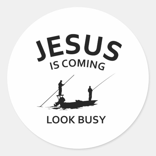 Jesus kommt, der beschäftigte Blick Runder Aufkleber (Vorderseite)