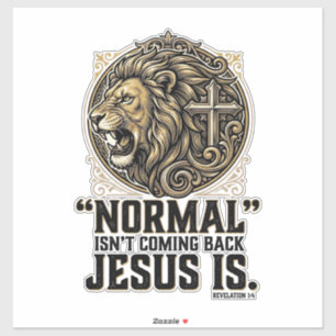 Jesus kommt zurück Löwe Kreuz Christliches T-Shirt Aufkleber