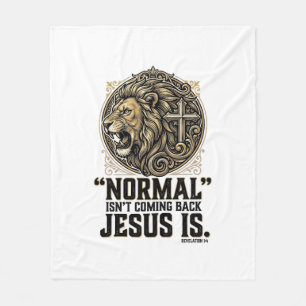 Jesus kommt zurück Löwe Kreuz Christliches T-Shirt Fleecedecke