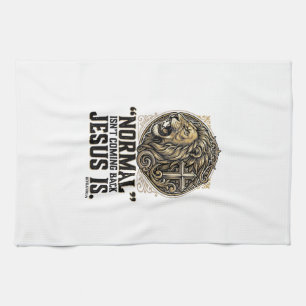 Jesus kommt zurück Löwe Kreuz Christliches T-Shirt Geschirrtuch