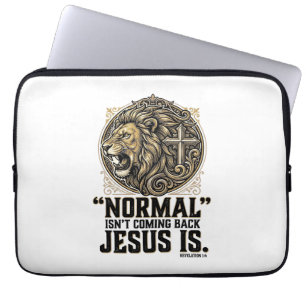 Jesus kommt zurück Löwe Kreuz Christliches T-Shirt Laptopschutzhülle