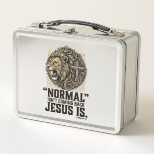 Jesus kommt zurück Löwe Kreuz Christliches T-Shirt Metall Brotdose