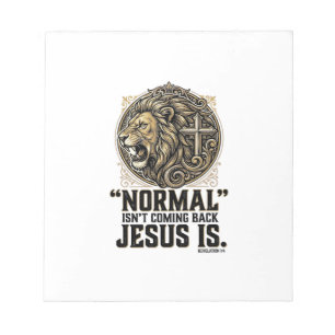 Jesus kommt zurück Löwe Kreuz Christliches T-Shirt Notizblock